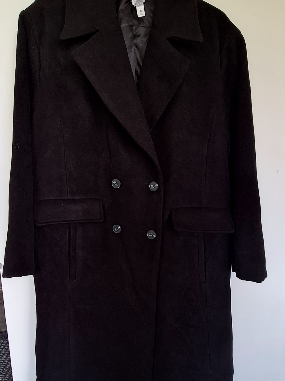 Women's Black Double-Breasted Trench Coat
